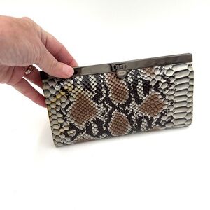 47 Maple Snakeskin Clutch with Metal Trim